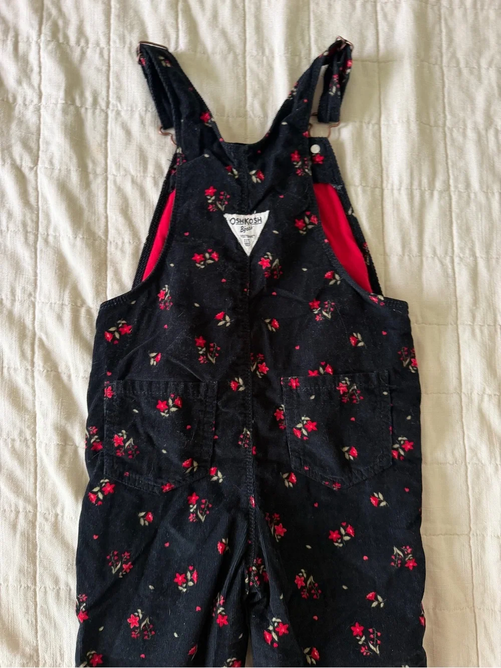 OshKosh B'gosh Black Overalls with Red Floral Print